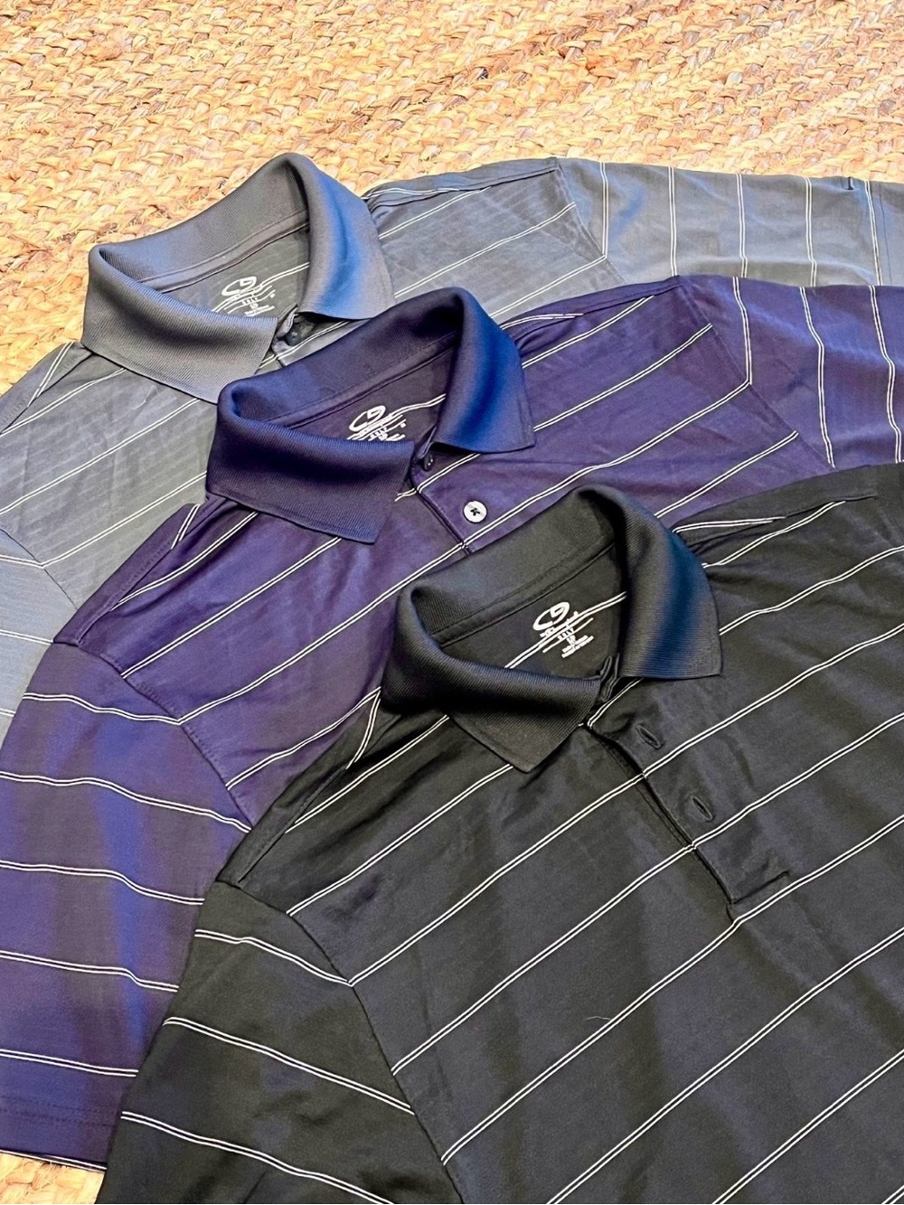 Set of 3- Champs Men's Polo Trio in Black, Navy, and Gray